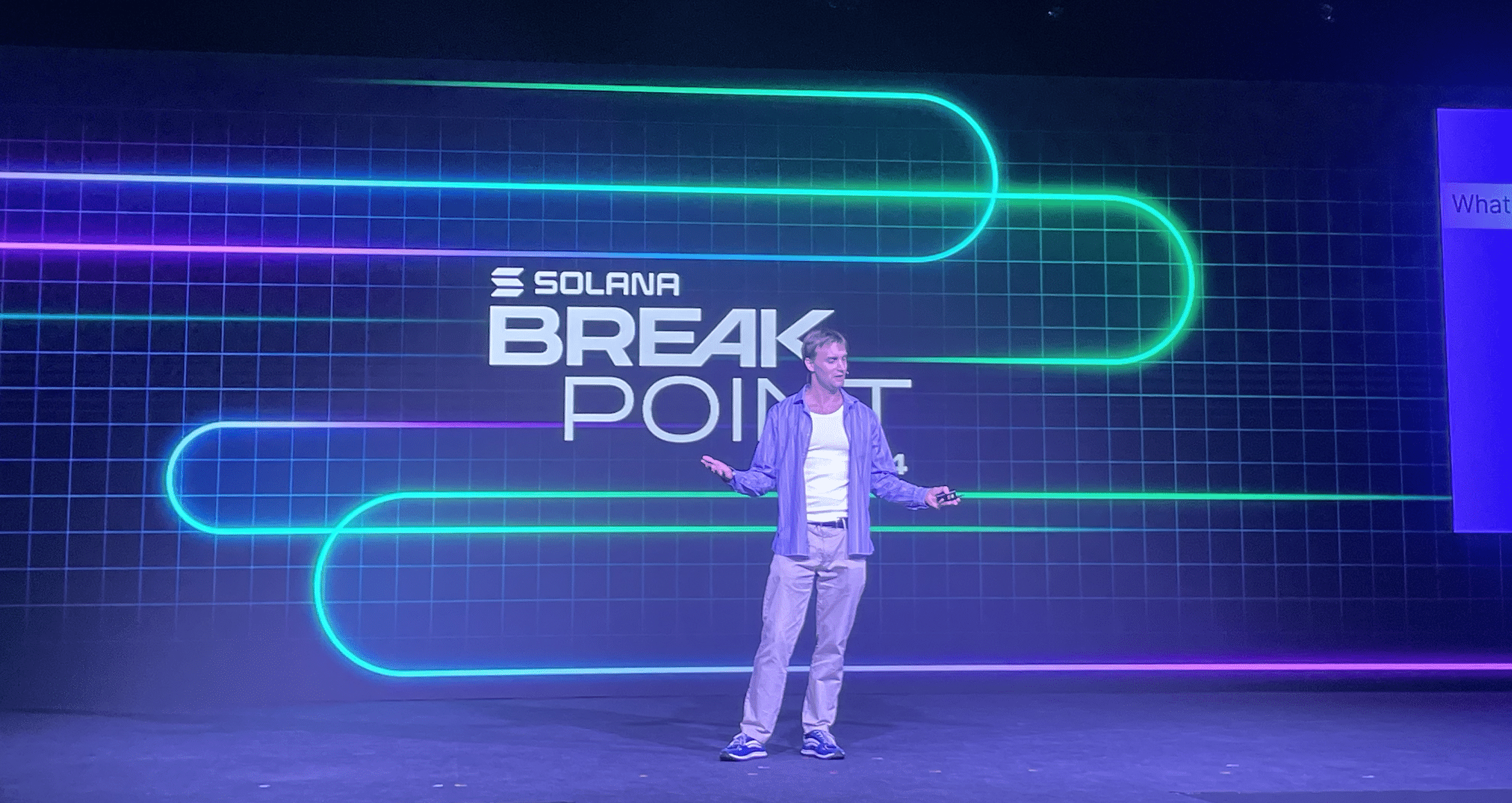 Rune Christensen made the announcement at Solana Breakpoint’s Left Brain Stage in Singapore. (Unchained/Sage D. Young)